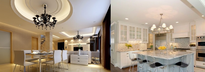 Trần thạch cao với đèn treo đặc biệt